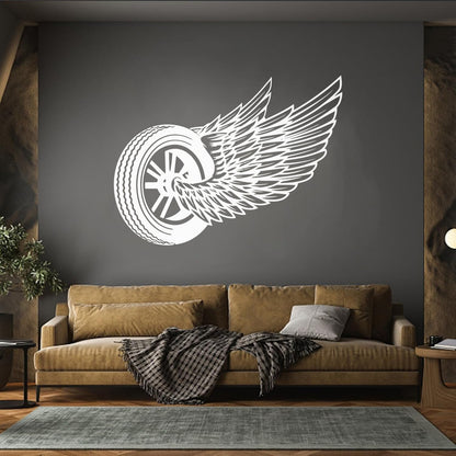 Wheel Wings Driver Car Auto Repair Garage Lettering Stickers Art Decoration