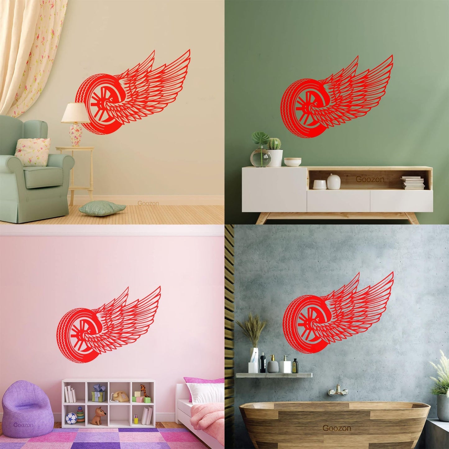 Wheel Wings Driver Car Auto Repair Garage Lettering Stickers Art Decoration