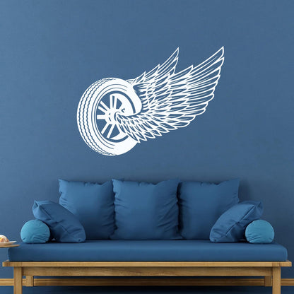 Wheel Wings Driver Car Auto Repair Garage Lettering Stickers Art Decoration