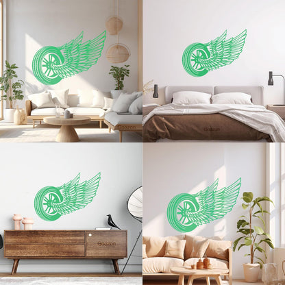 Wheel Wings Driver Car Auto Repair Garage Lettering Stickers Art Decoration