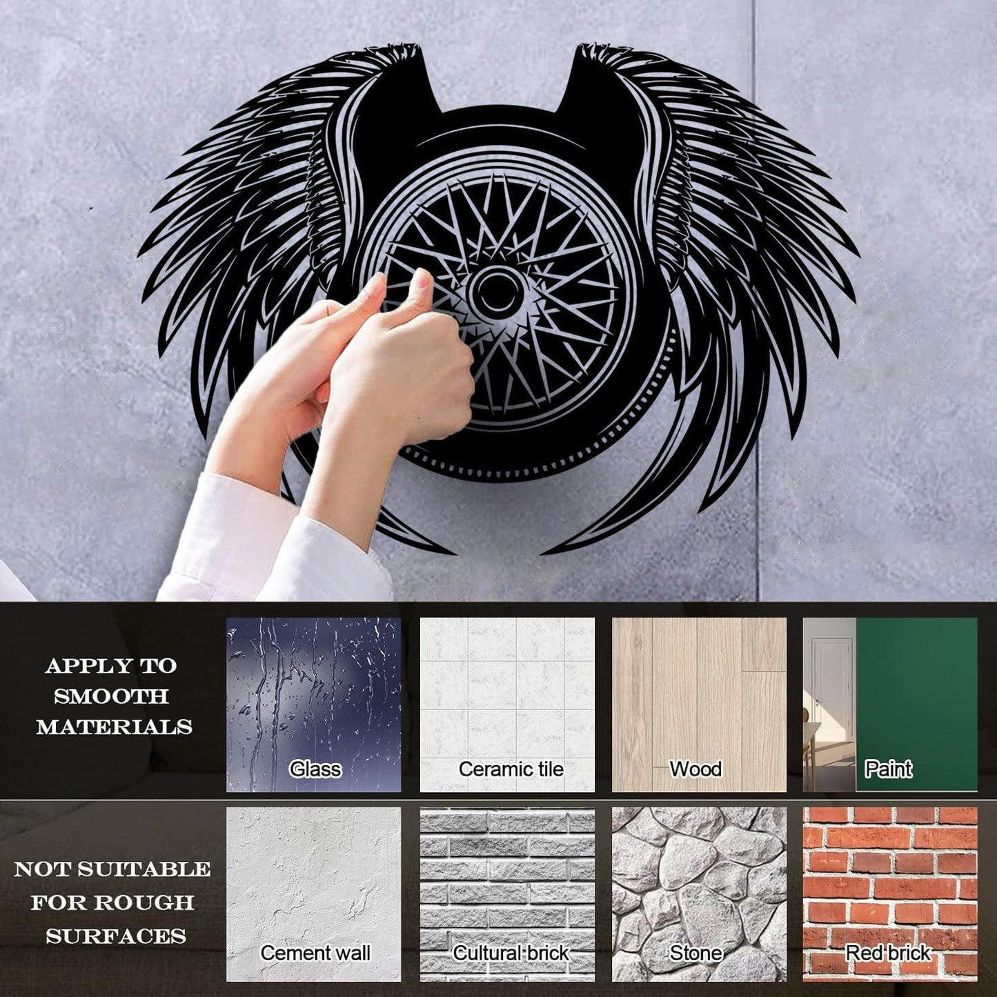 Wall Decals Paster Paper Wheel Wings Driver Car Auto Repair Tire Service Wall Beautification