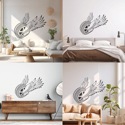 Wall Decals Winged Wheel Car Garage Driver Window Decals