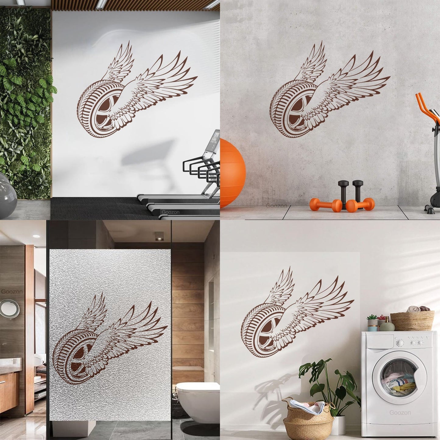 Wall Decals Winged Wheel Car Garage Driver Window Decals