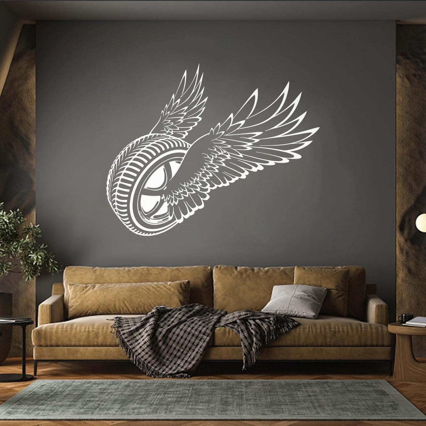 Wall Decals Winged Wheel Car Garage Driver Window Decals