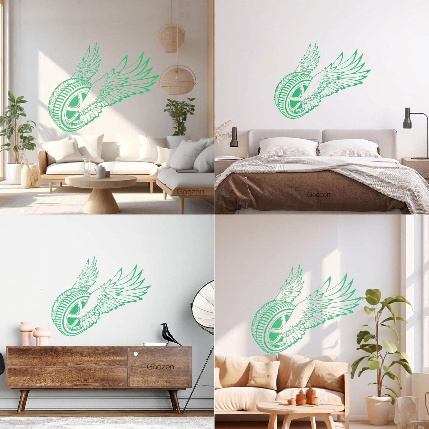 Wall Decals Winged Wheel Car Garage Driver Window Decals