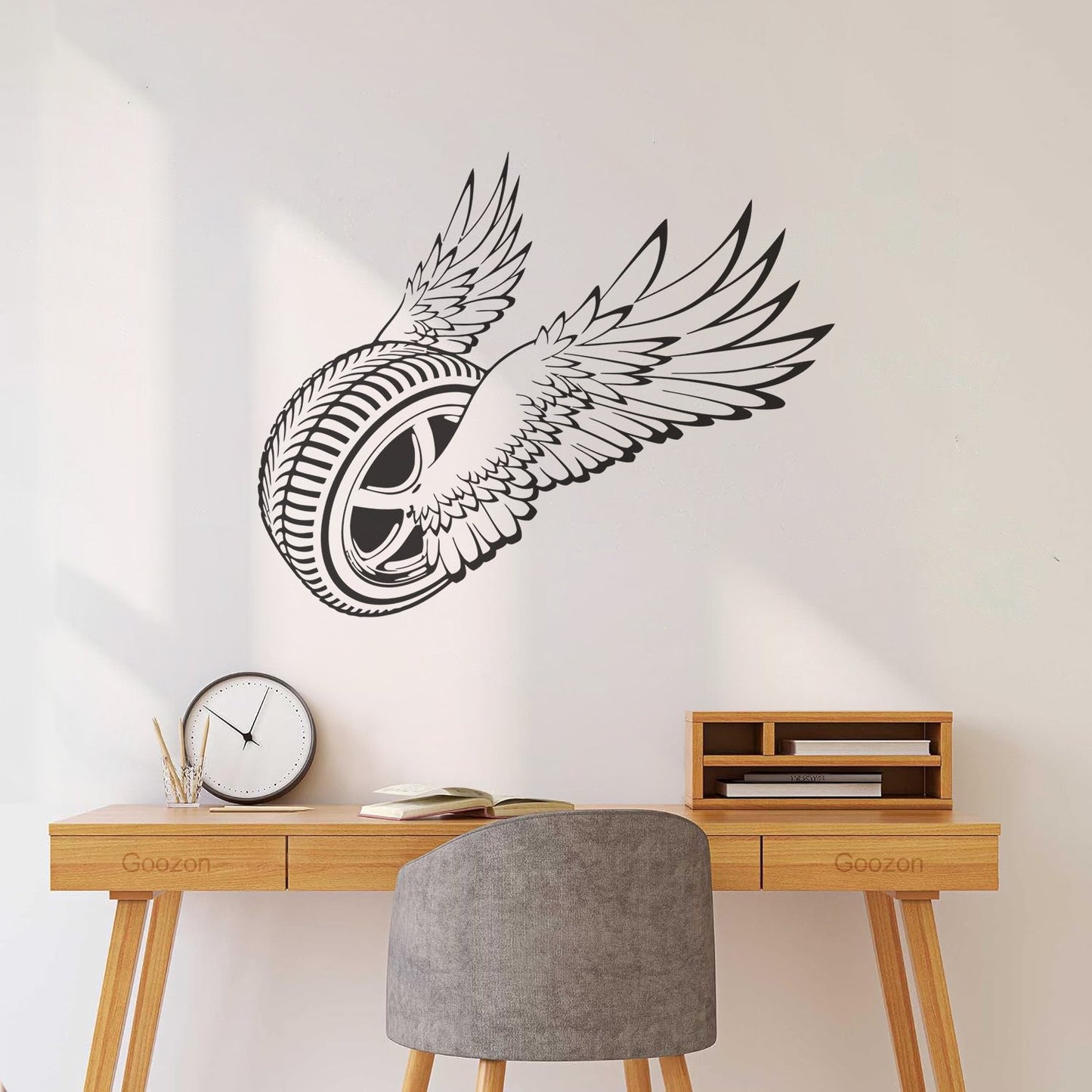 Wall Decals Winged Wheel Car Garage Driver Window Decals