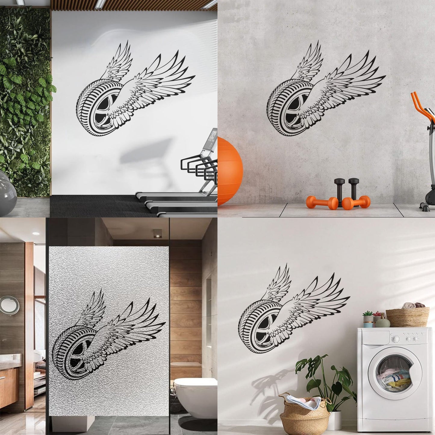 Wall Decals Winged Wheel Car Garage Driver Window Decals