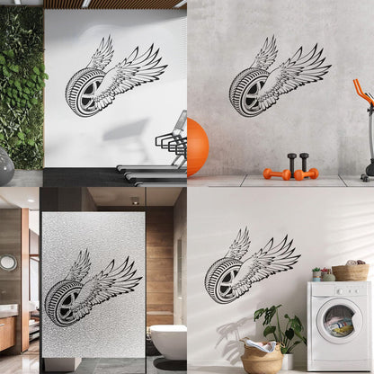 Wall Decals Winged Wheel Car Garage Driver Window Decals