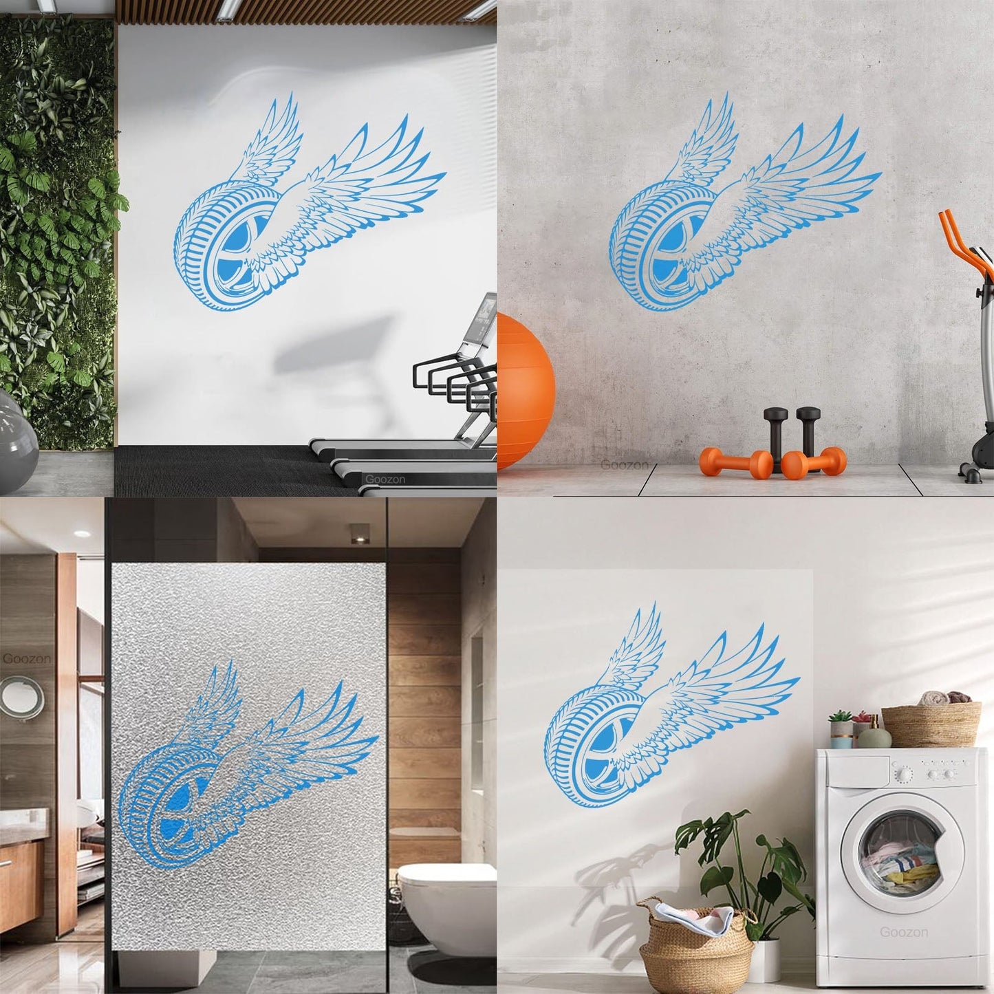 Wall Decals Winged Wheel Car Garage Driver Window Decals