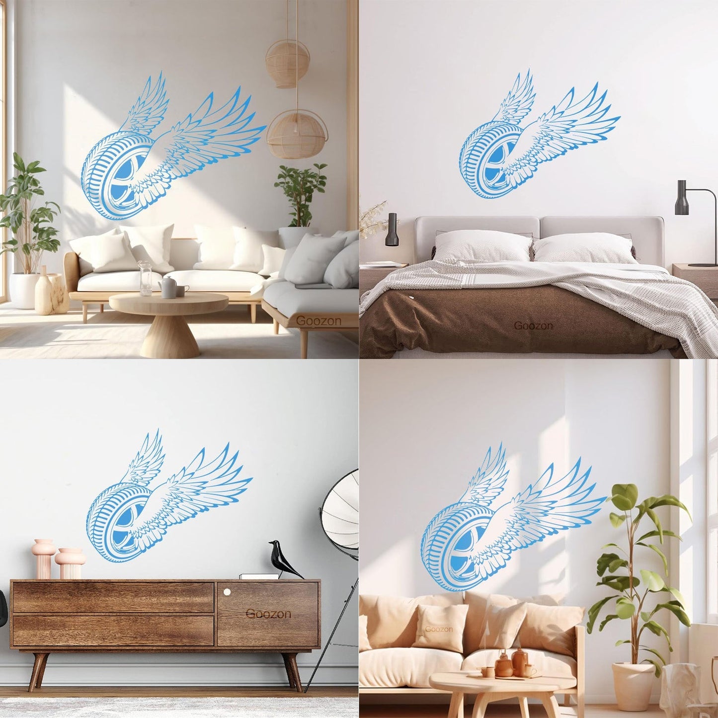 Wall Decals Winged Wheel Car Garage Driver Window Decals