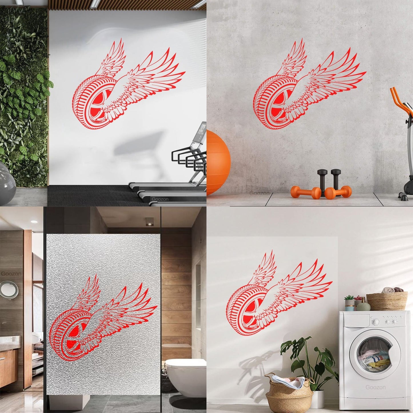 Wall Decals Winged Wheel Car Garage Driver Window Decals