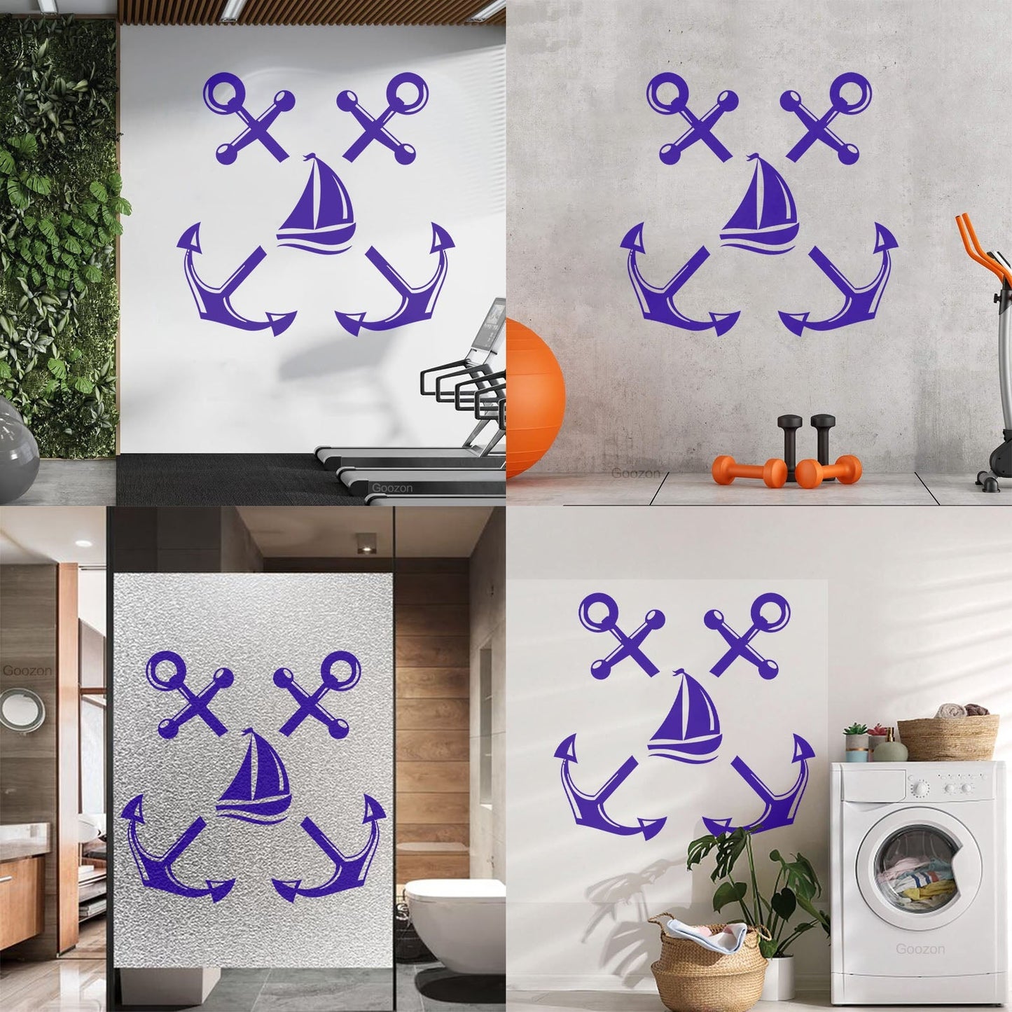 Wall Stickers Paster Paper Anchor Marine Ship Sailboat Ocean Sailing Removable Without Leaving Glue