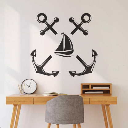 Wall Stickers Paster Paper Anchor Marine Ship Sailboat Ocean Sailing Removable Without Leaving Glue