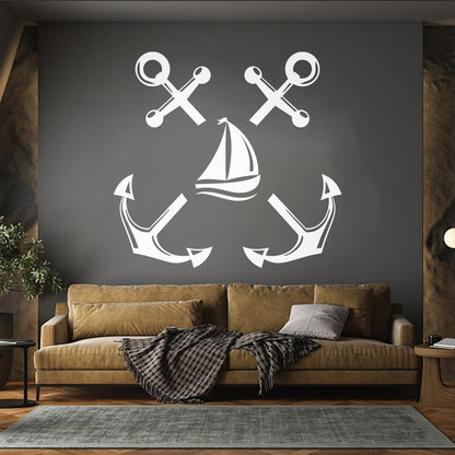 Wall Stickers Paster Paper Anchor Marine Ship Sailboat Ocean Sailing Removable Without Leaving Glue