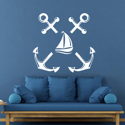 Wall Stickers Paster Paper Anchor Marine Ship Sailboat Ocean Sailing Removable Without Leaving Glue