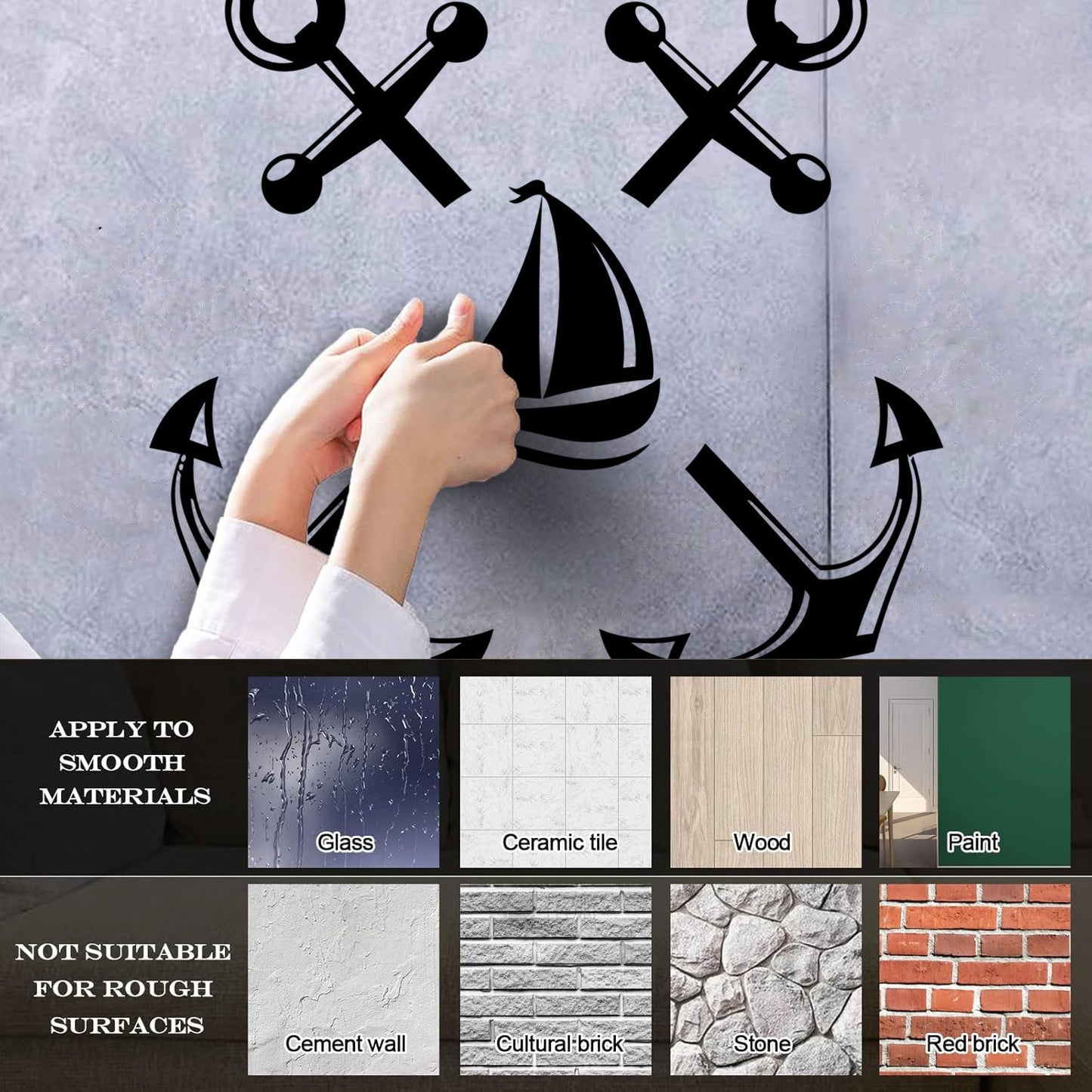Wall Stickers Paster Paper Anchor Marine Ship Sailboat Ocean Sailing Removable Without Leaving Glue
