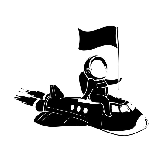 Wall Vinyl Sticker Decor Astronaut Flying Space Rocket Universe Self Adhesive