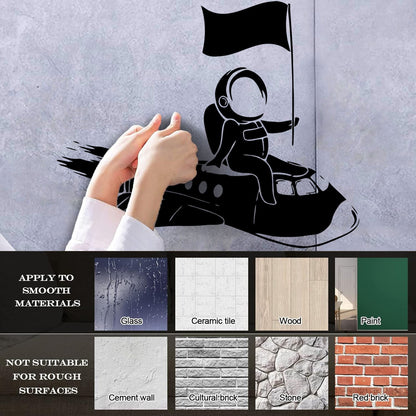 Wall Vinyl Sticker Decor Astronaut Flying Space Rocket Universe Self Adhesive