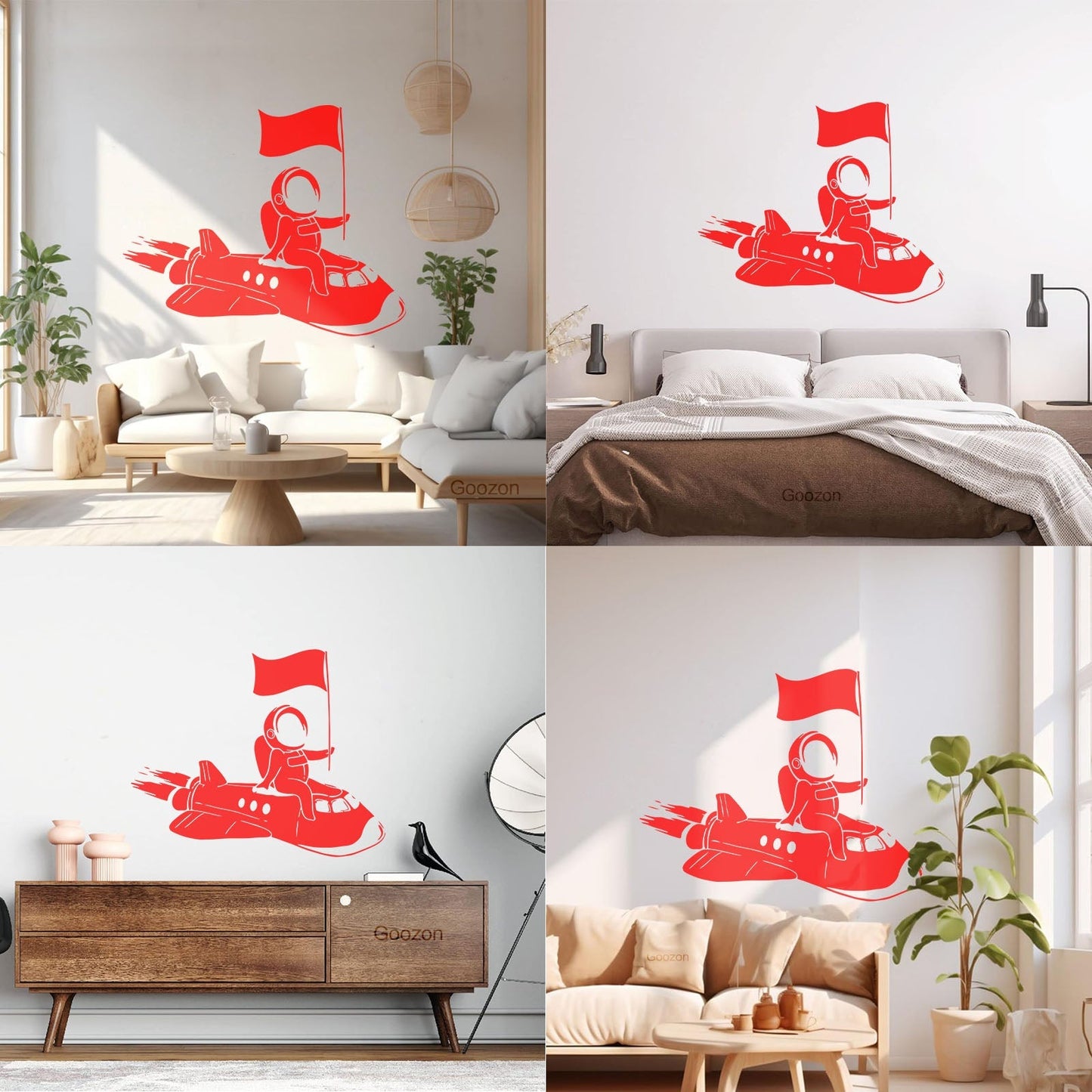 Wall Vinyl Sticker Decor Astronaut Flying Space Rocket Universe Self Adhesive