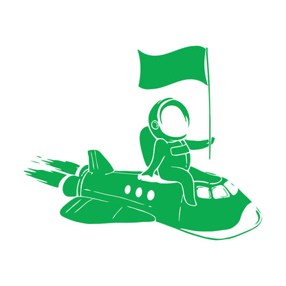 Wall Vinyl Sticker Decor Astronaut Flying Space Rocket Universe Self Adhesive