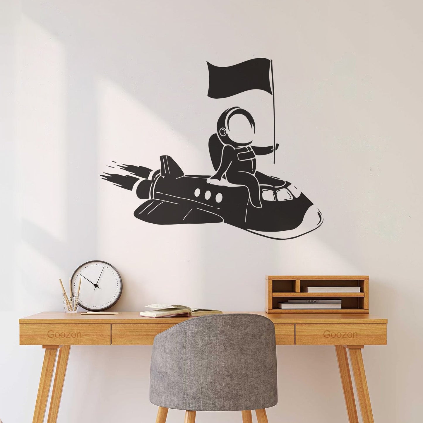 Wall Vinyl Sticker Decor Astronaut Flying Space Rocket Universe Self Adhesive