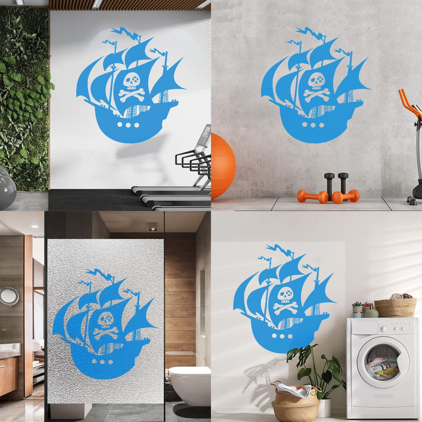 Pirates Ship Sea Ocean Sailors Wall Stickers Paster Paper Glass Stickers