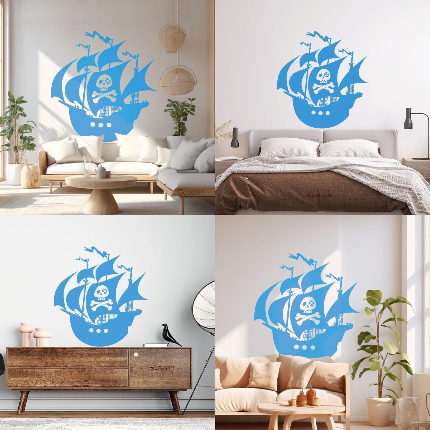 Pirates Ship Sea Ocean Sailors Wall Stickers Paster Paper Glass Stickers