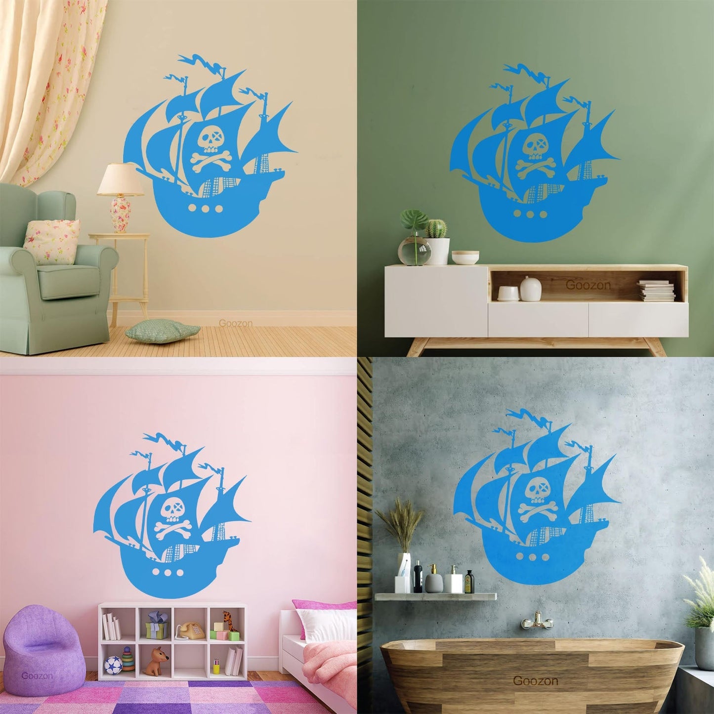 Pirates Ship Sea Ocean Sailors Wall Stickers Paster Paper Glass Stickers