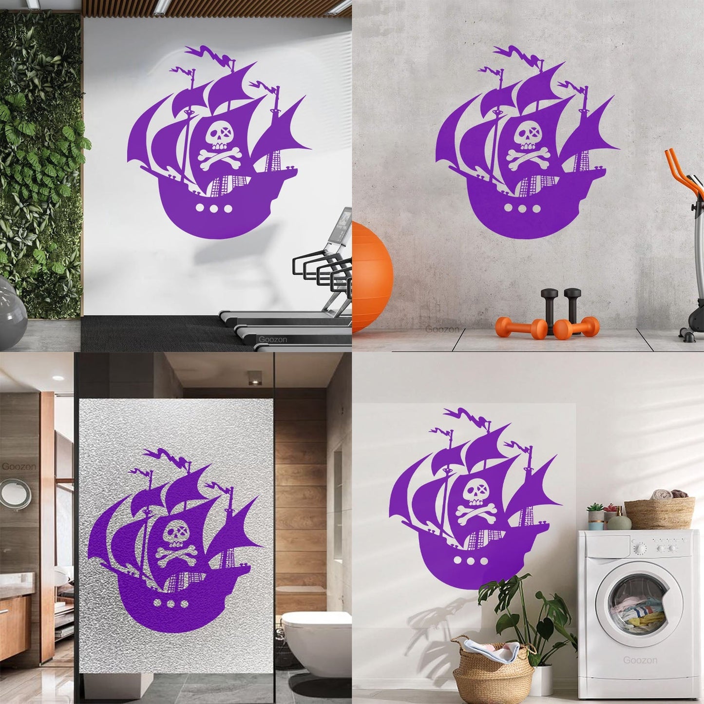 Pirates Ship Sea Ocean Sailors Wall Stickers Paster Paper Glass Stickers