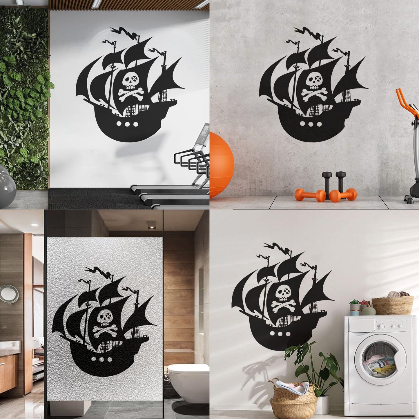 Pirates Ship Sea Ocean Sailors Wall Stickers Paster Paper Glass Stickers