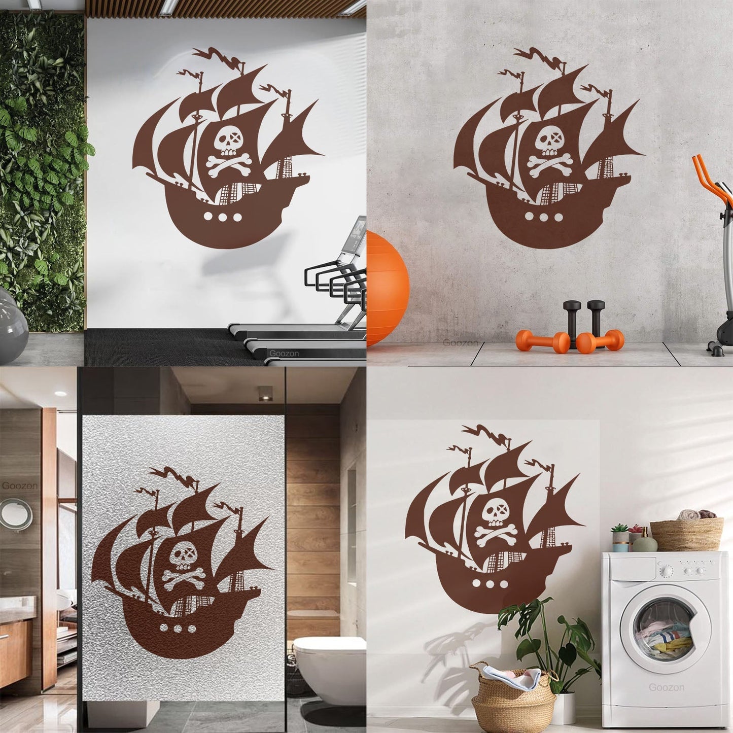 Pirates Ship Sea Ocean Sailors Wall Stickers Paster Paper Glass Stickers