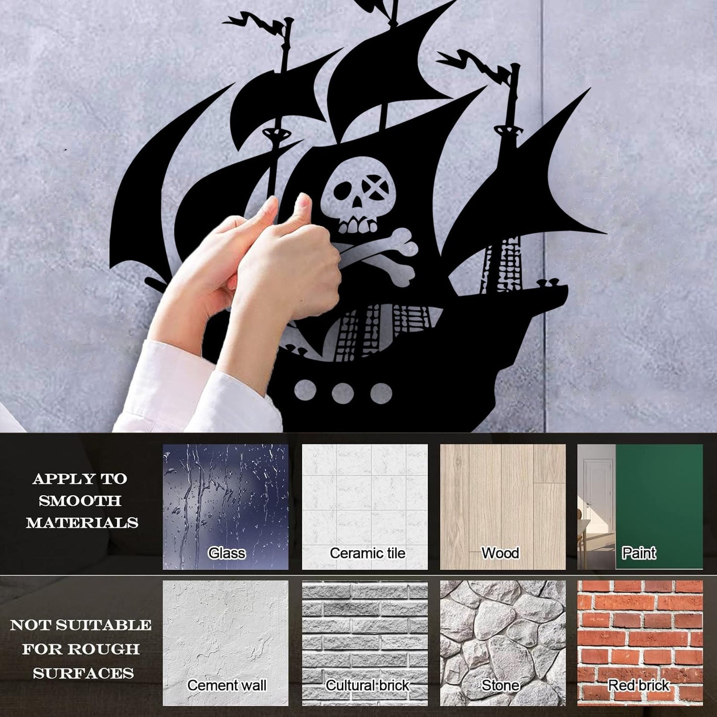 Pirates Ship Sea Ocean Sailors Wall Stickers Paster Paper Glass Stickers