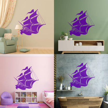Ship Sails Sea Ocean Fine Carving Decals Self Adhesive