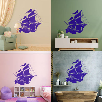 Ship Sails Sea Ocean Fine Carving Decals Self Adhesive