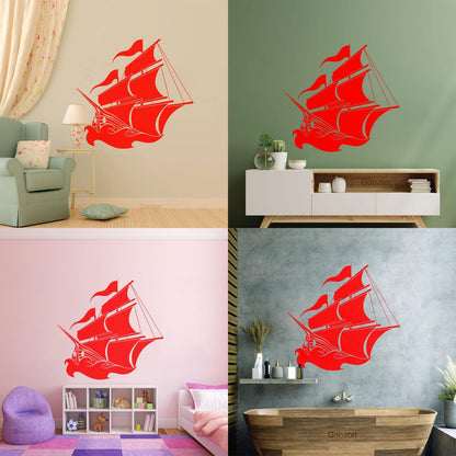 Ship Sails Sea Ocean Fine Carving Decals Self Adhesive