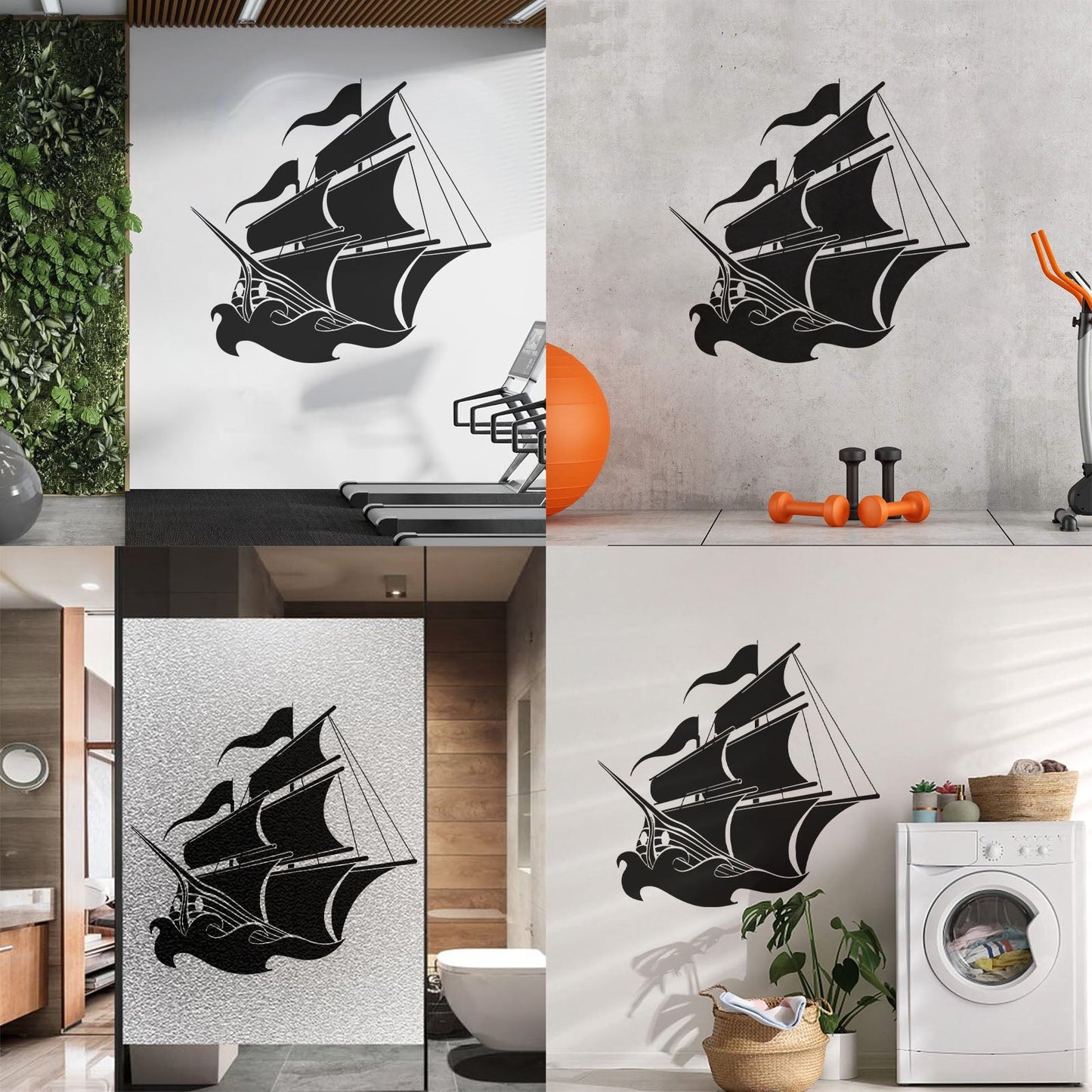 Ship Sails Sea Ocean Fine Carving Decals Self Adhesive