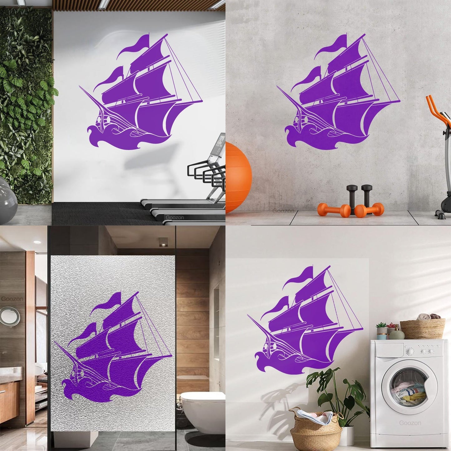 Ship Sails Sea Ocean Fine Carving Decals Self Adhesive