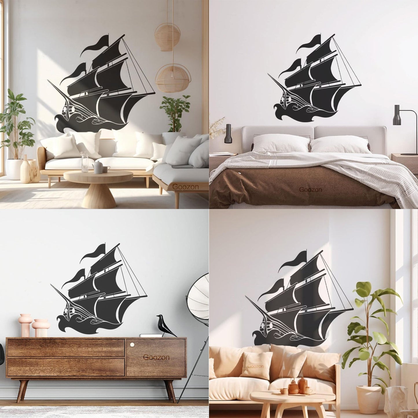 Ship Sails Sea Ocean Fine Carving Decals Self Adhesive