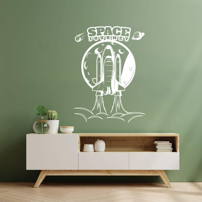 Lettering Decals Space Rocket Earth Moon Flight Planets Equipped With Transfer Film Kit