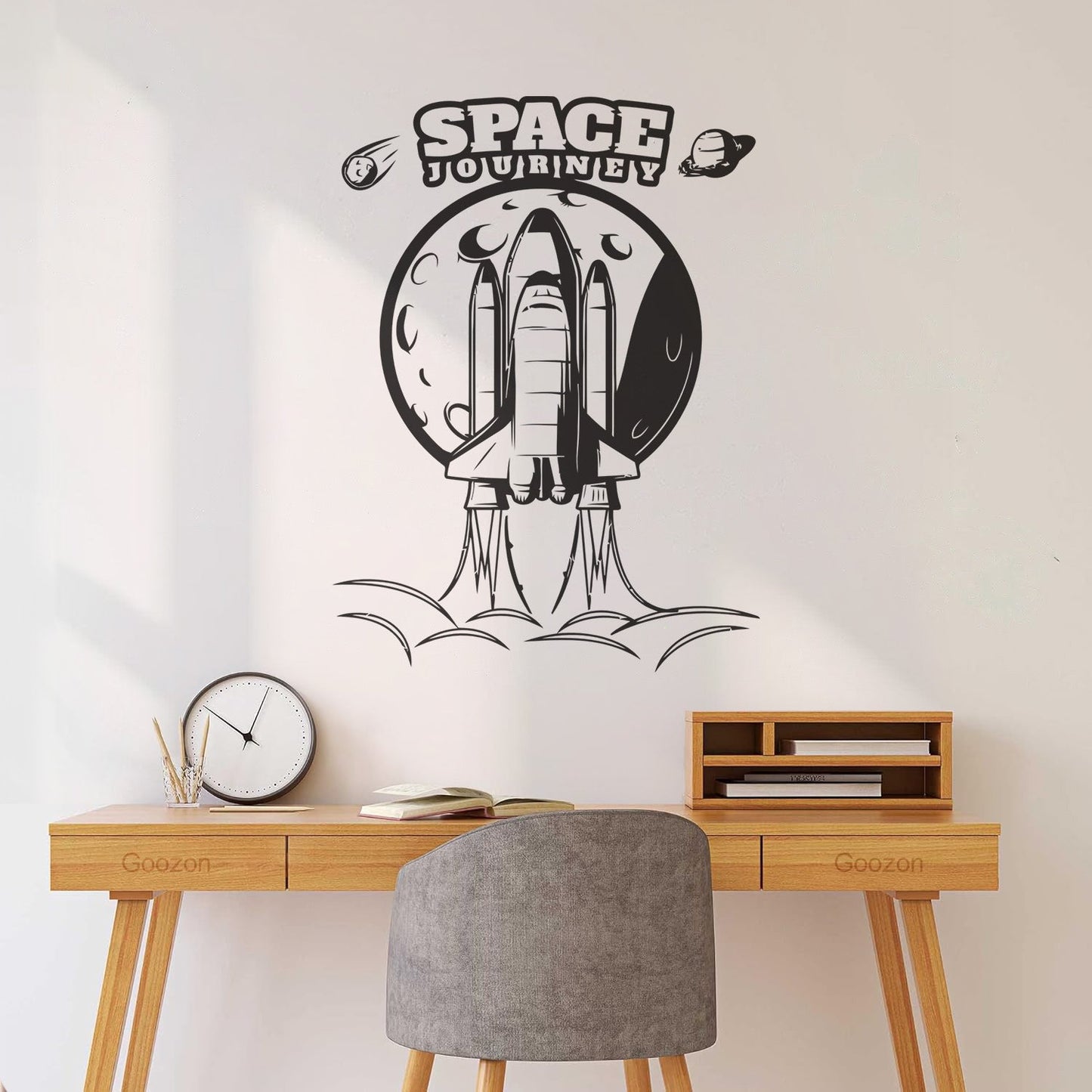 Lettering Decals Space Rocket Earth Moon Flight Planets Equipped With Transfer Film Kit