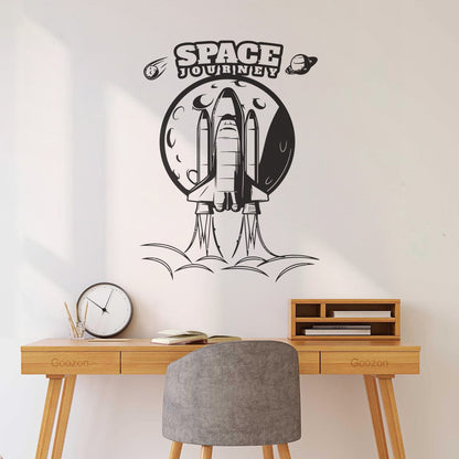 Lettering Decals Space Rocket Earth Moon Flight Planets Equipped With Transfer Film Kit