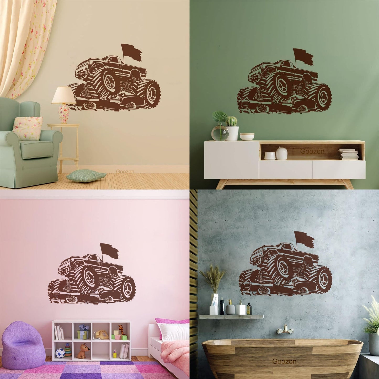 Wall Decals Paster Paper Monster Truck Aggressive Garage Home Equipped With Transfer Film Kit