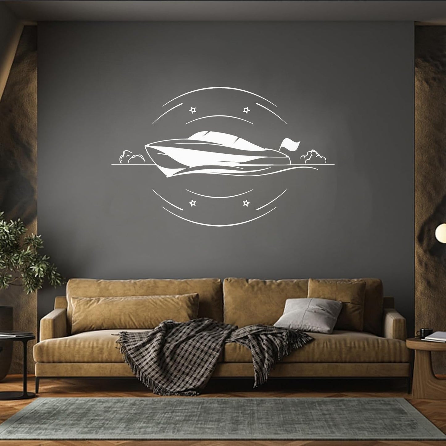 Expensive Yacht Motion Speed Boat Fine Carving Stickers Art Decoration