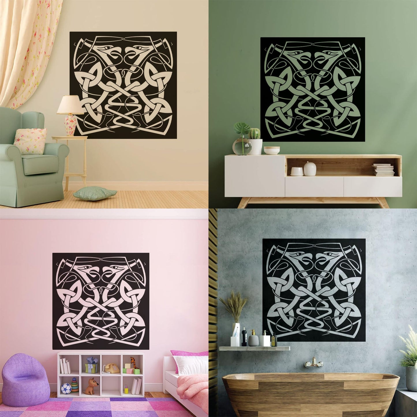 Wall Decals Pvc Abstract Animal Snake Couple Celtic Style It Won'T Fall Off