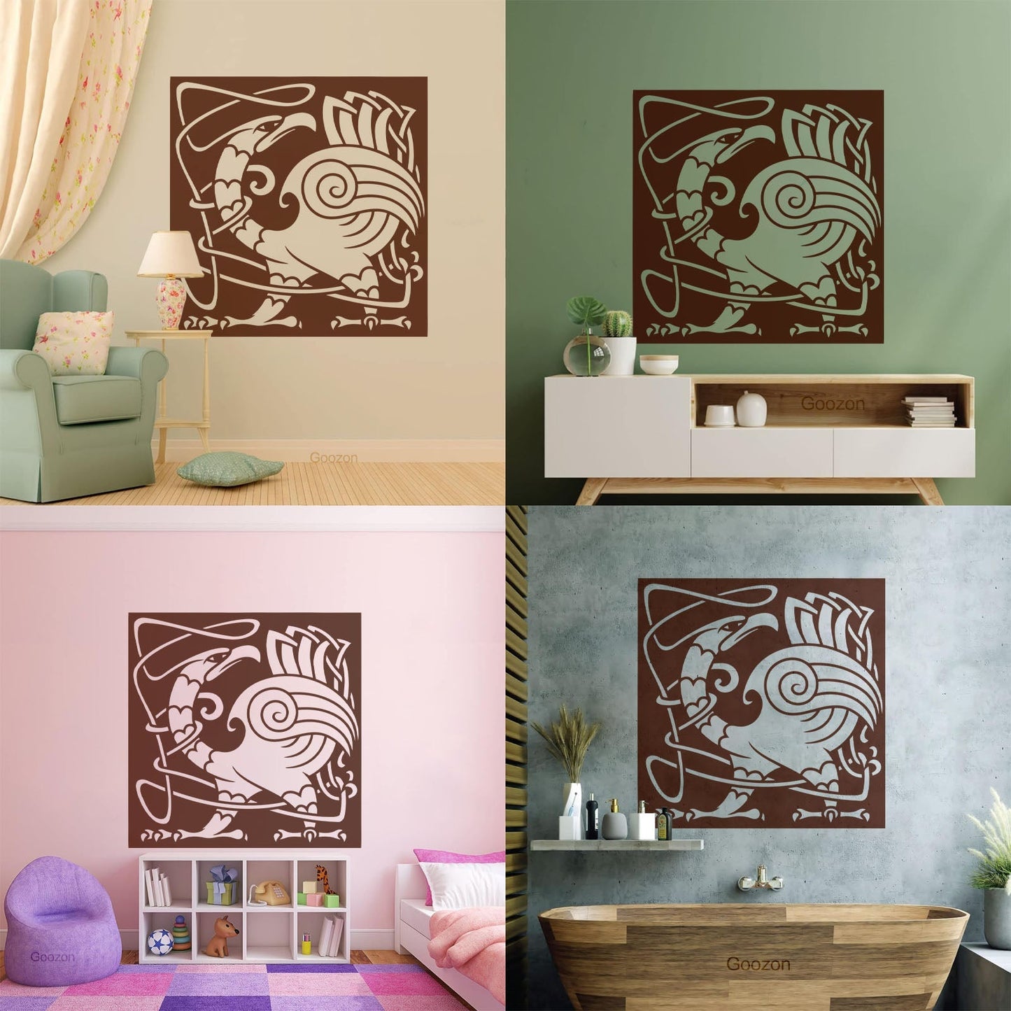 Abstract Birds Eagle Celtic Style Lettering Stickers Personalized Customization