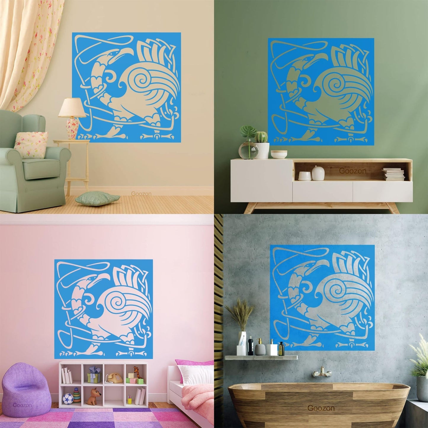 Abstract Birds Eagle Celtic Style Lettering Stickers Personalized Customization