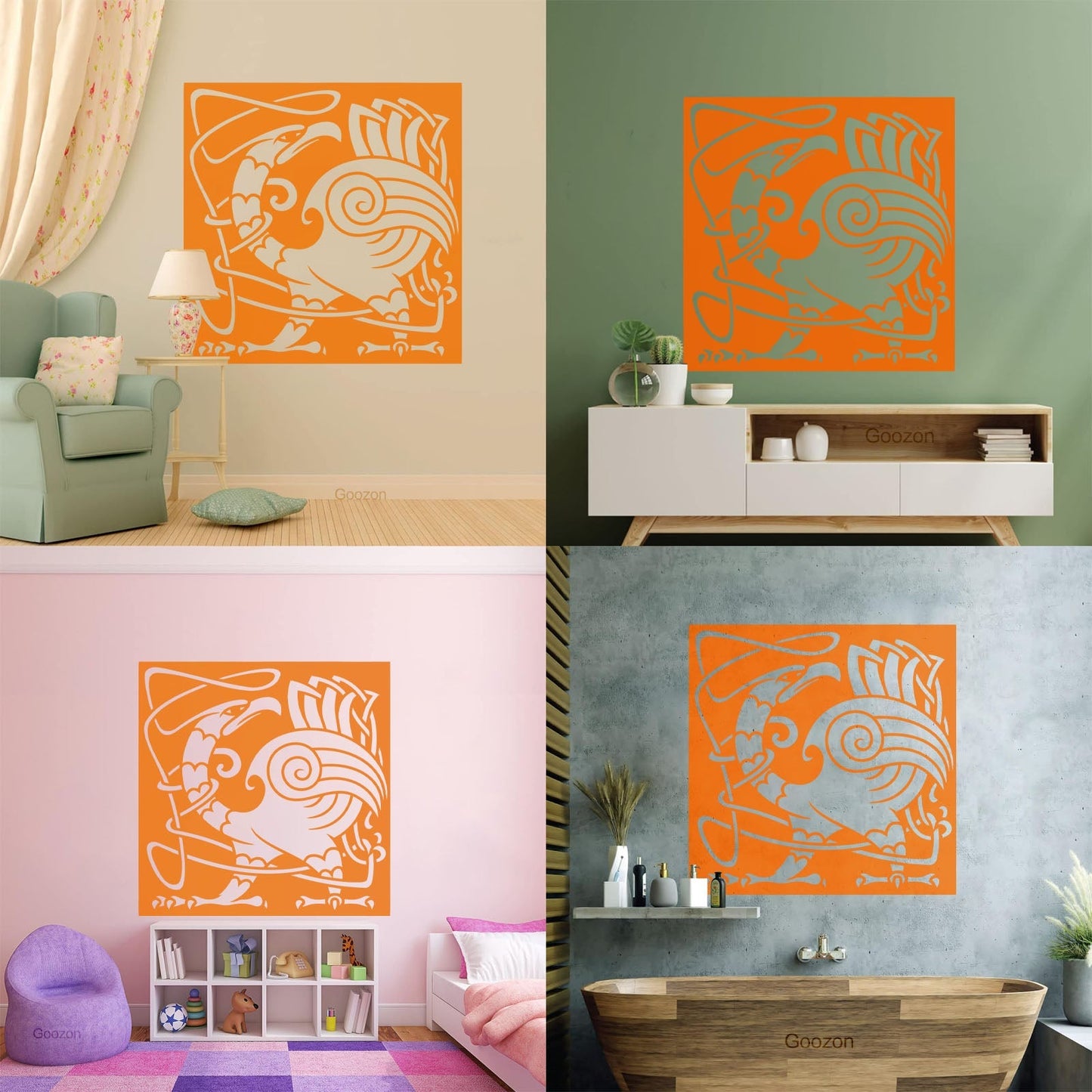 Abstract Birds Eagle Celtic Style Lettering Stickers Personalized Customization