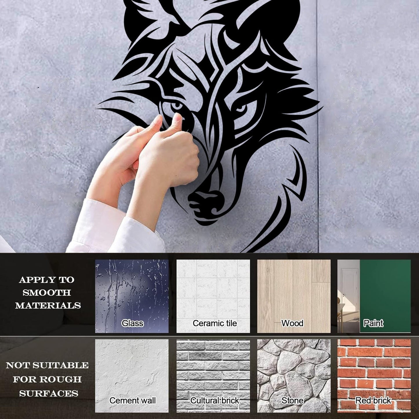 Fine Carving Stickers Abstract Celtic Wolf Predator Ornament Head Removable Without Leaving Glue