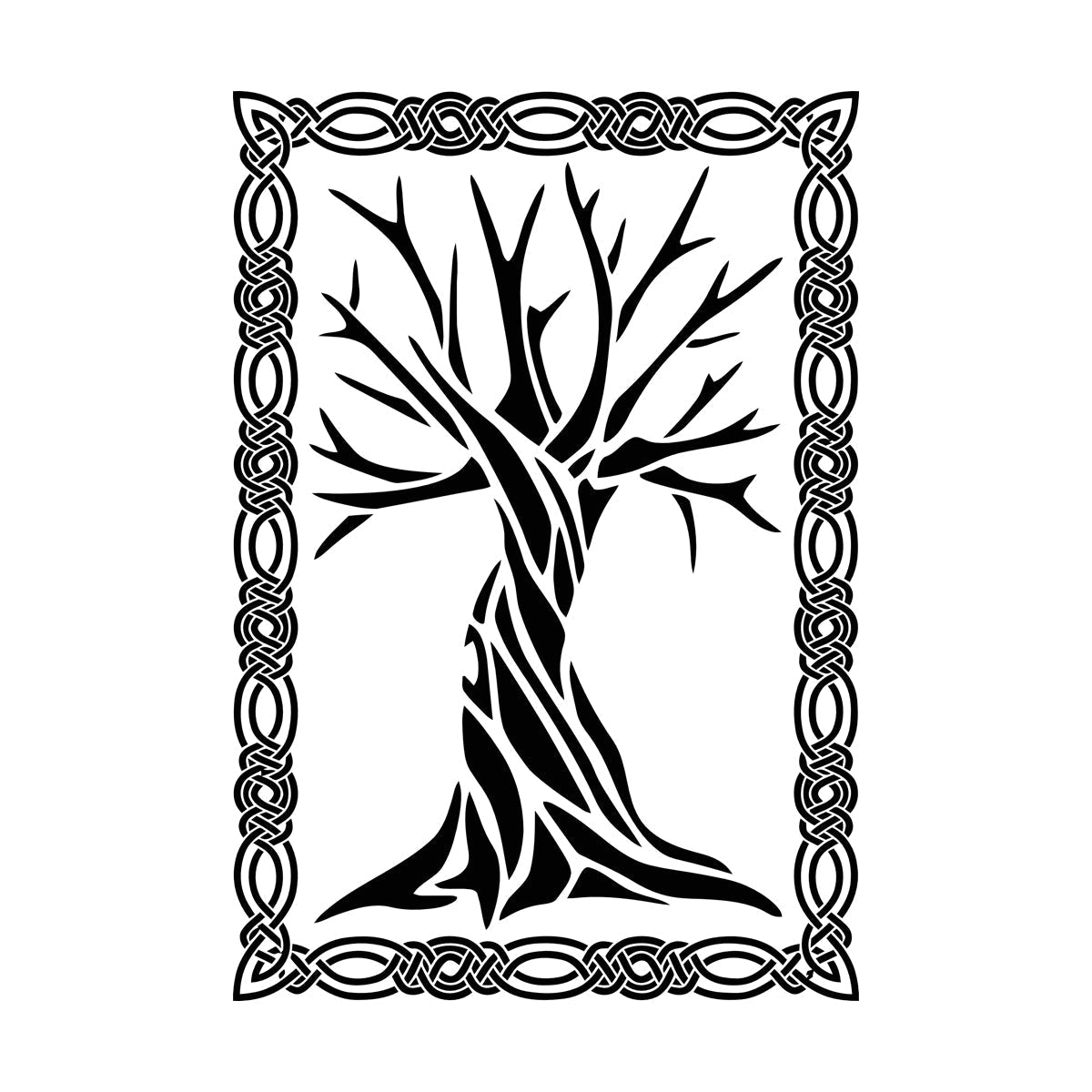 Celtic Ancient Tree Ornament Frame Natural Engraving Stickers Equipped With Transfer Film Kit