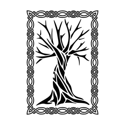 Celtic Ancient Tree Ornament Frame Natural Engraving Stickers Equipped With Transfer Film Kit